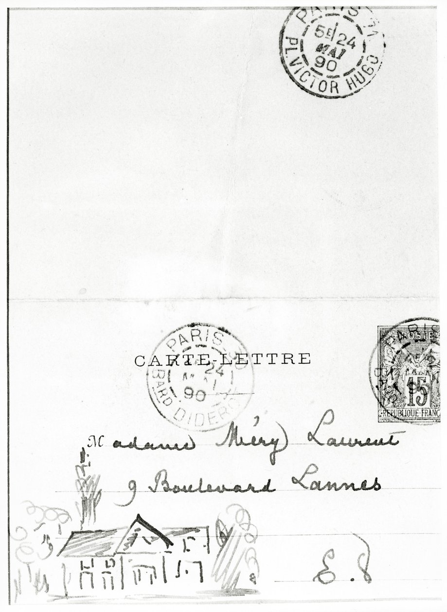 Envelope with drawings from Stéphane Mallarmé to Méry Laurent by Stephane Mallarme