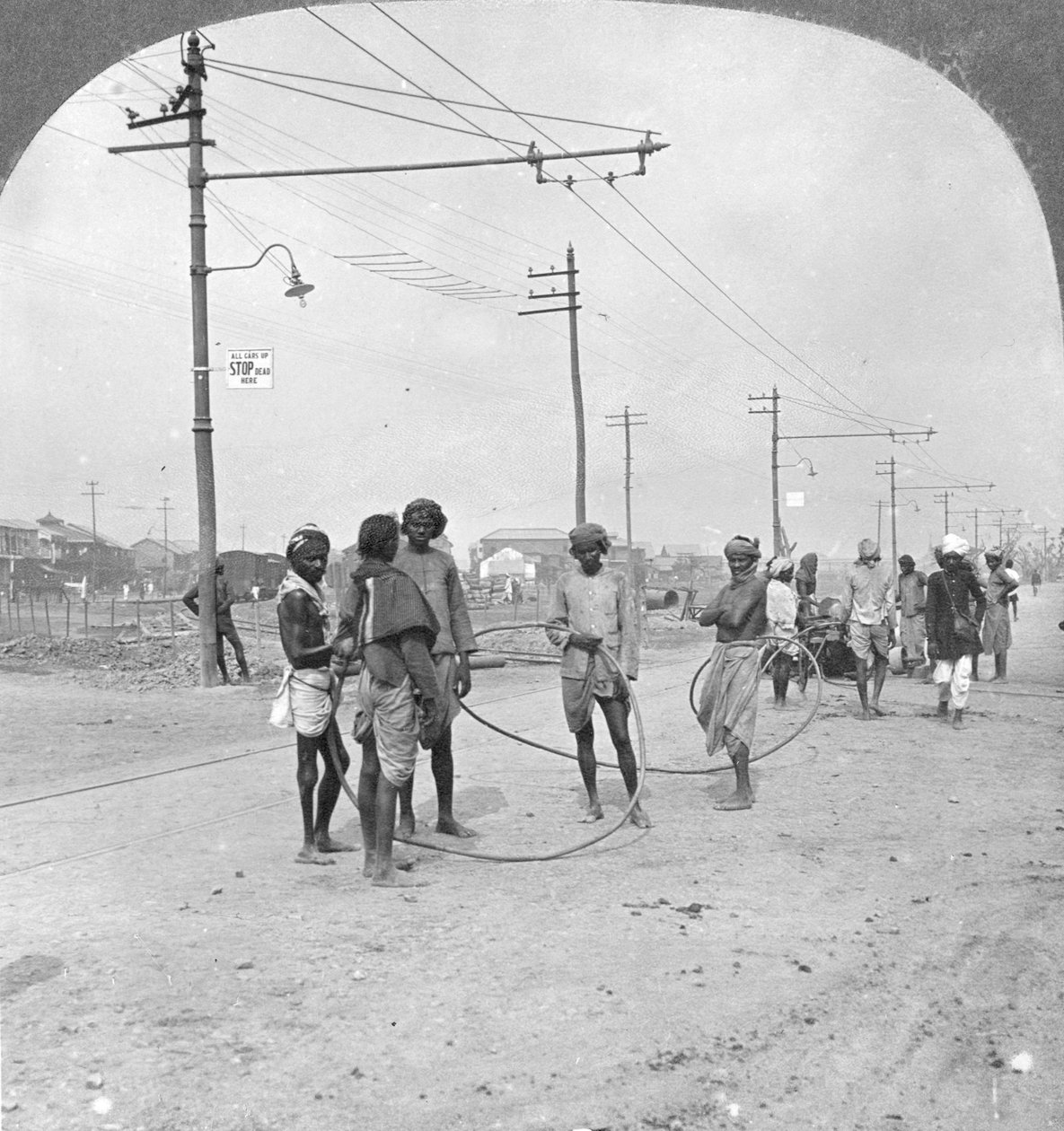 Men About to Draw a Heavy Load, Rangoon, Burma by Stereo Travel Co