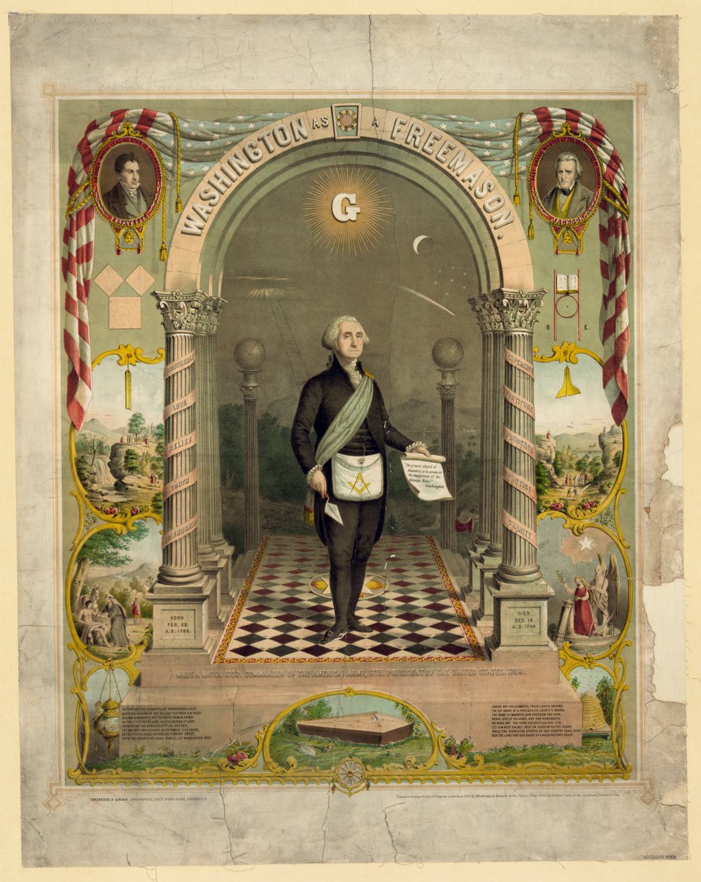 Washington As A Freemason / Strobridge & Gerlach Lithographers, Pike
