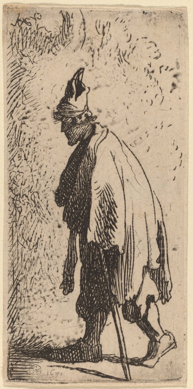 Beggar with a Stick, Walking to the Left by Studio of Rembrandt van Rijn