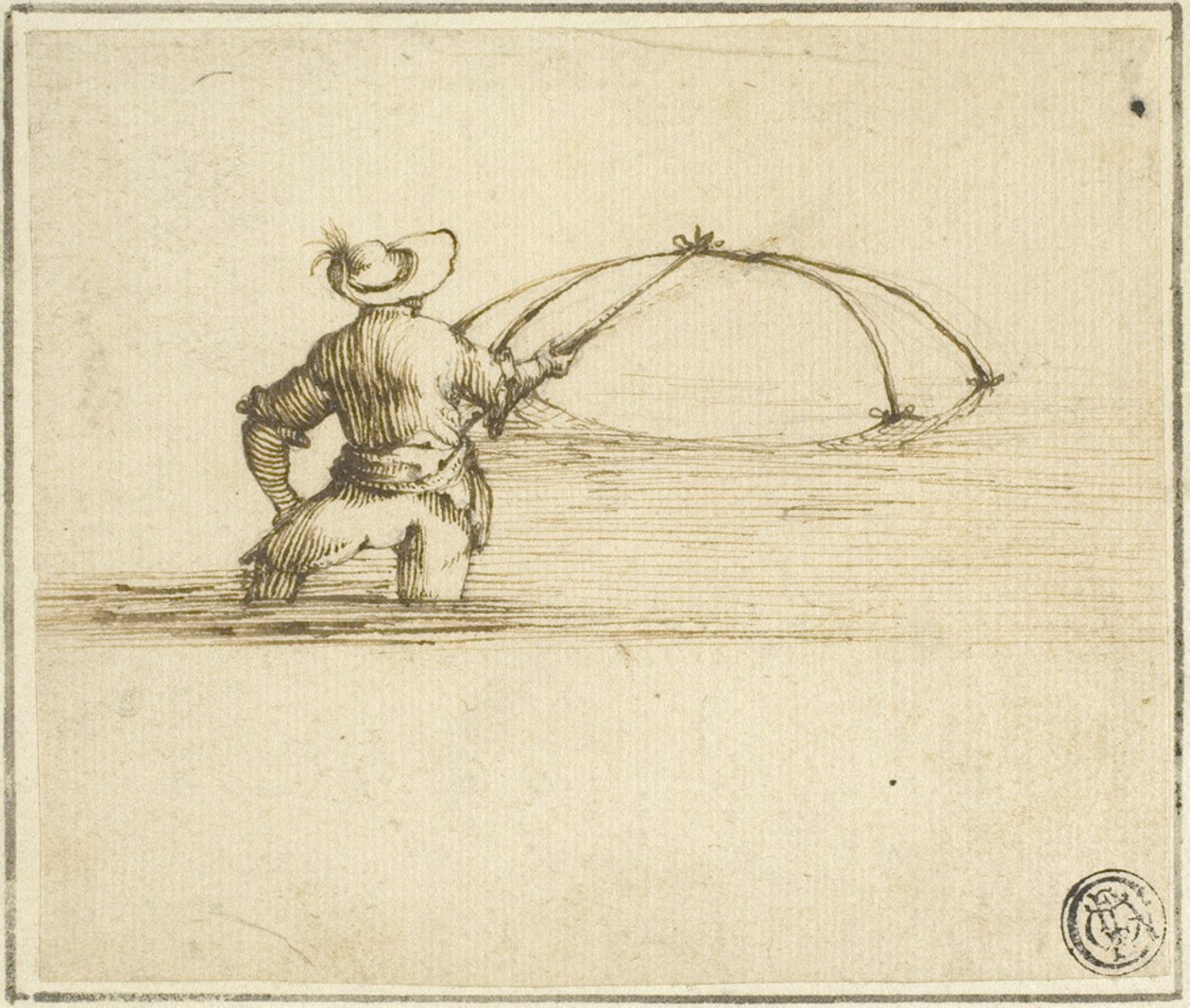 Fisherman with Net by Style of Jacques Callot