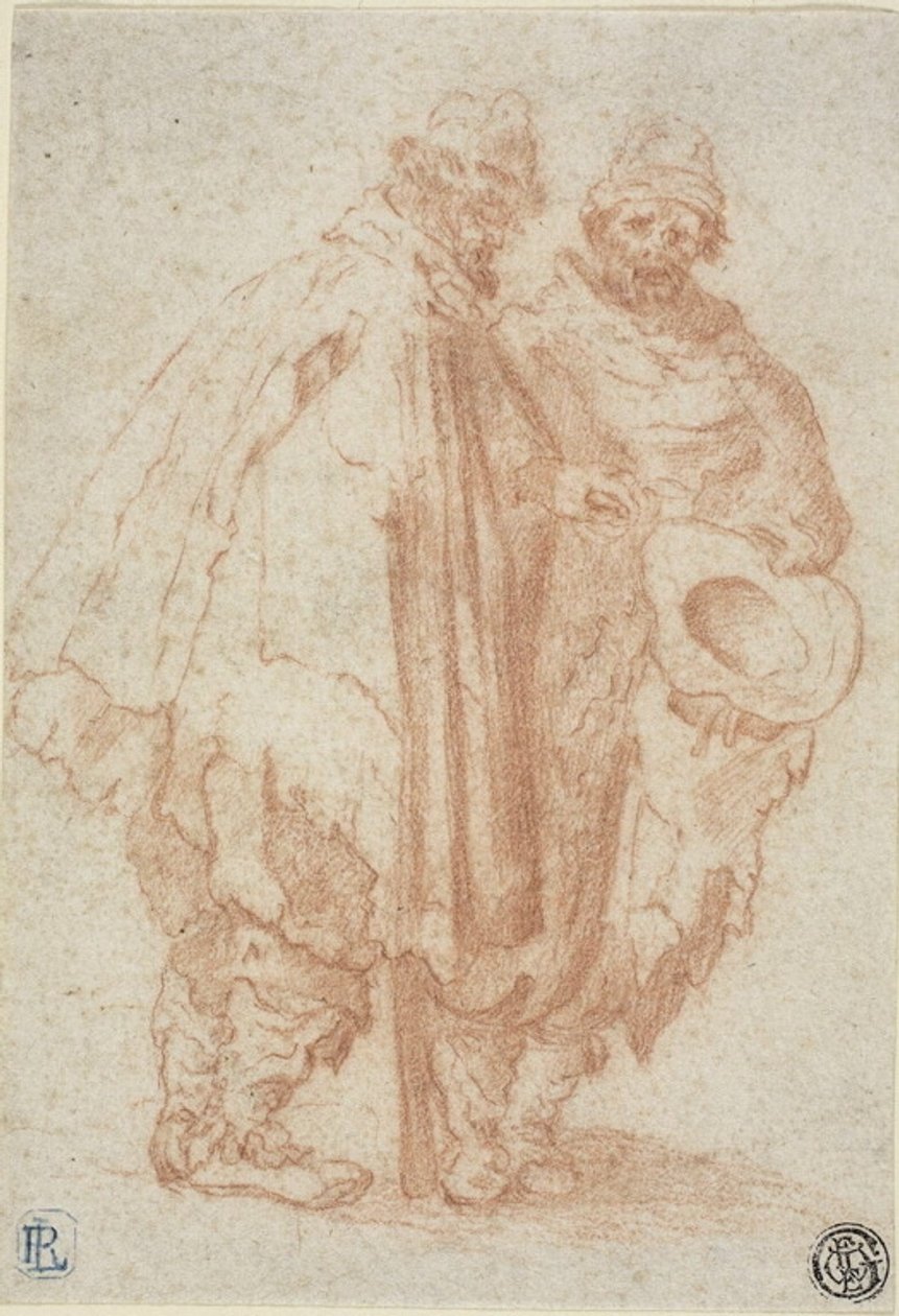 Two Bearded Men in Ragged Cloaks by Style of Jacques Callot