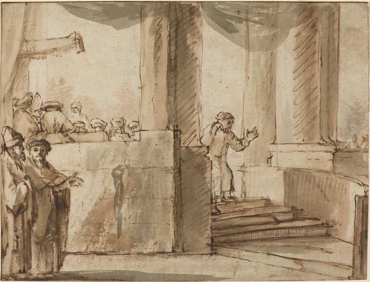 Judas Leaving the High Priest by Style of Rembrandt van Rijn