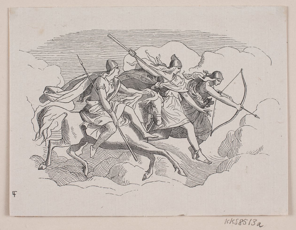 Three Valkyries. Title vignette for the first part, second section by Södergren