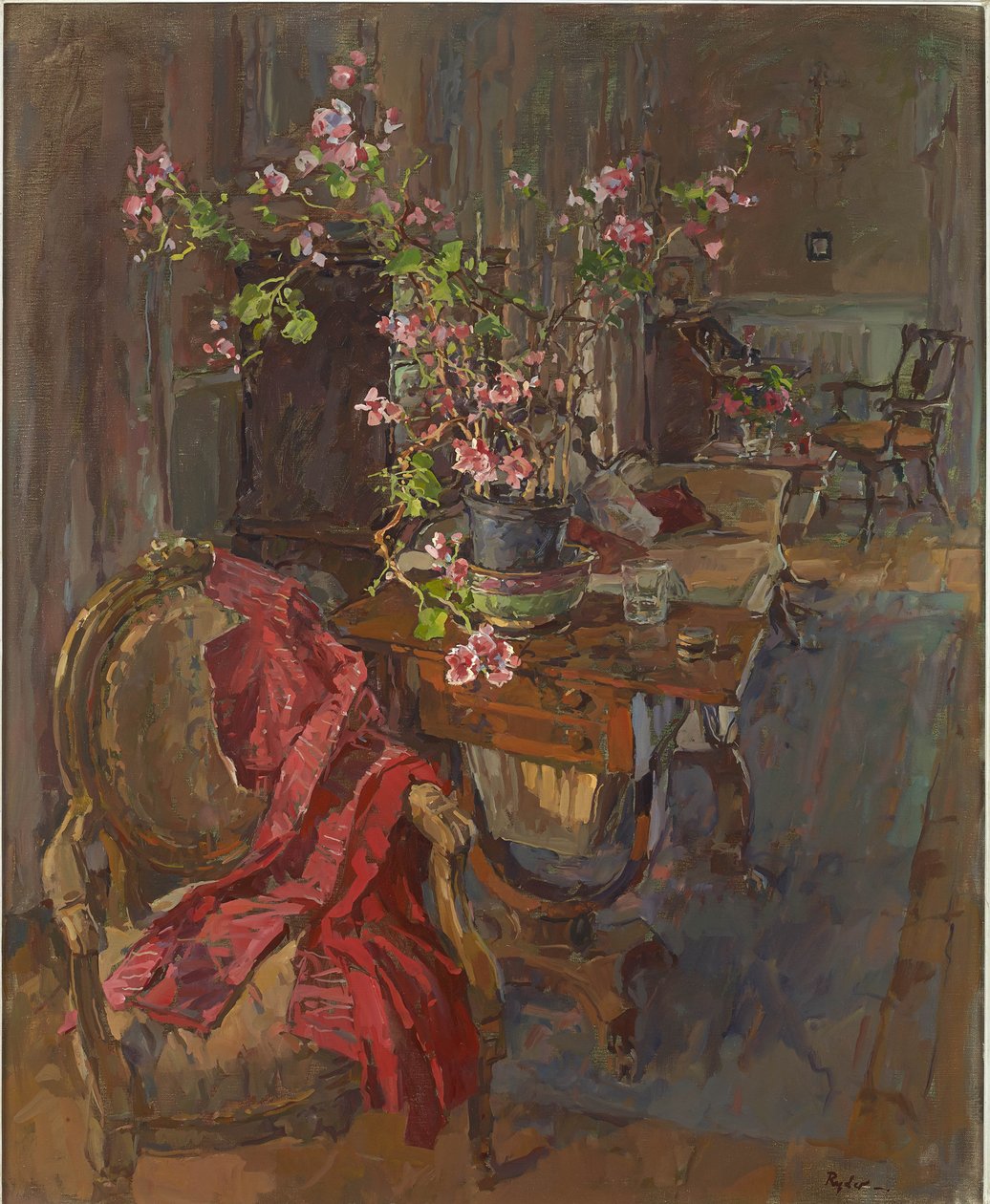 Red Coat with Geranium by Susan Ryder: Buy fine art print