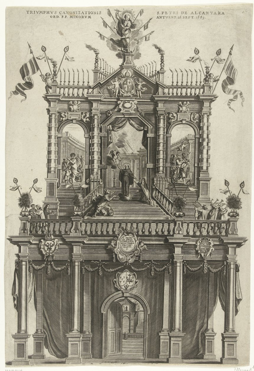 Triumphal Arch Erected in Antwerp on the Occasion of the Canonization of Peter of Alcantara in 1669 by Susanna Verbruggen (signed by artist)