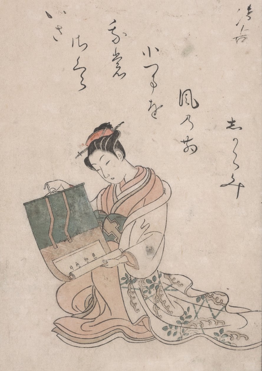 Beauty Unrolling Scroll by Suzuki Harunobu
