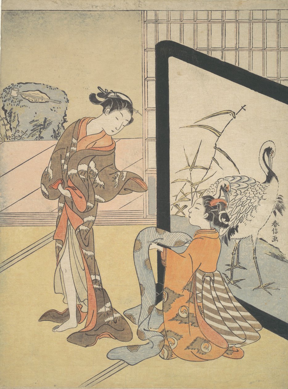 Courtesan and Shinzo by Suzuki Harunobu: Fine art print