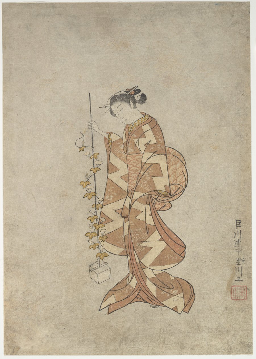 Modern Representation of the Poetess Kaga no Chiyo by Suzuki Harunobu