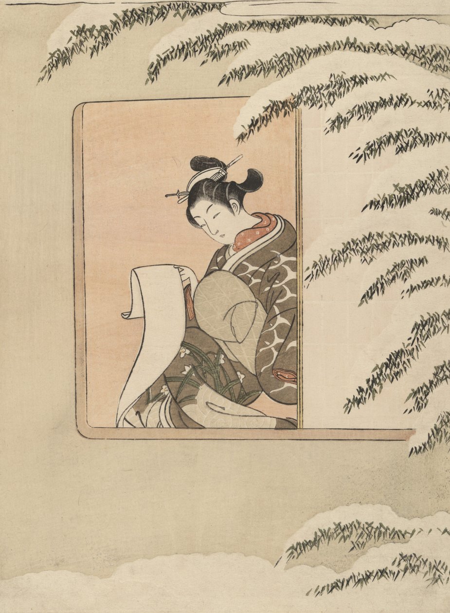 Parody of Sun Kang, also known as Snow by the Window by Suzuki Harunobu