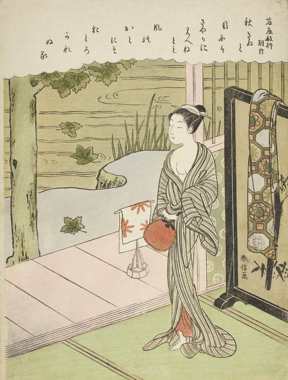 Poem by Fujiwara no Toshiyuki, from an Untitled Series of Thirty-Six Immortal Poets by Suzuki Harunobu