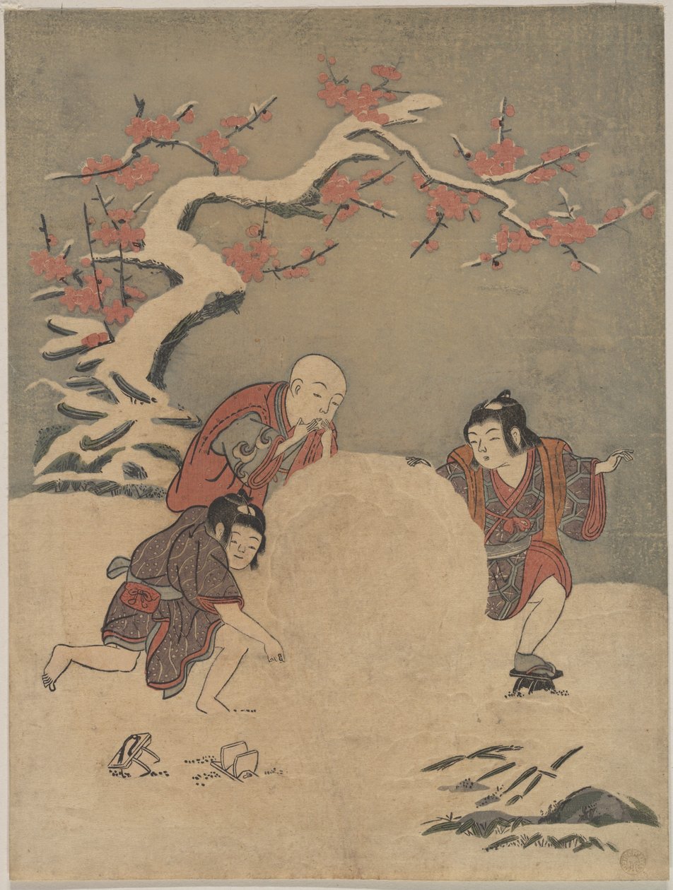 Three Boys Making a Snowman by Suzuki Harunobu