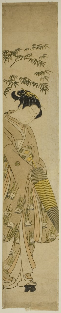 Young Woman Walking in Snow by Suzuki Harunobu