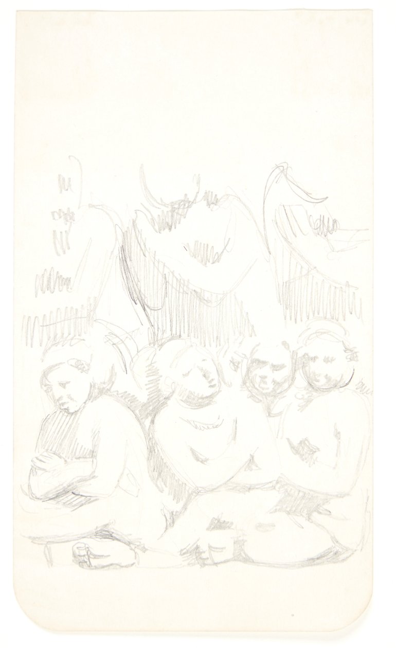 Group with Seated Figures with Crossed Arms in the Foreground. Study Sheet after Reliefs in Borobudur, Java by Svend Rathsack