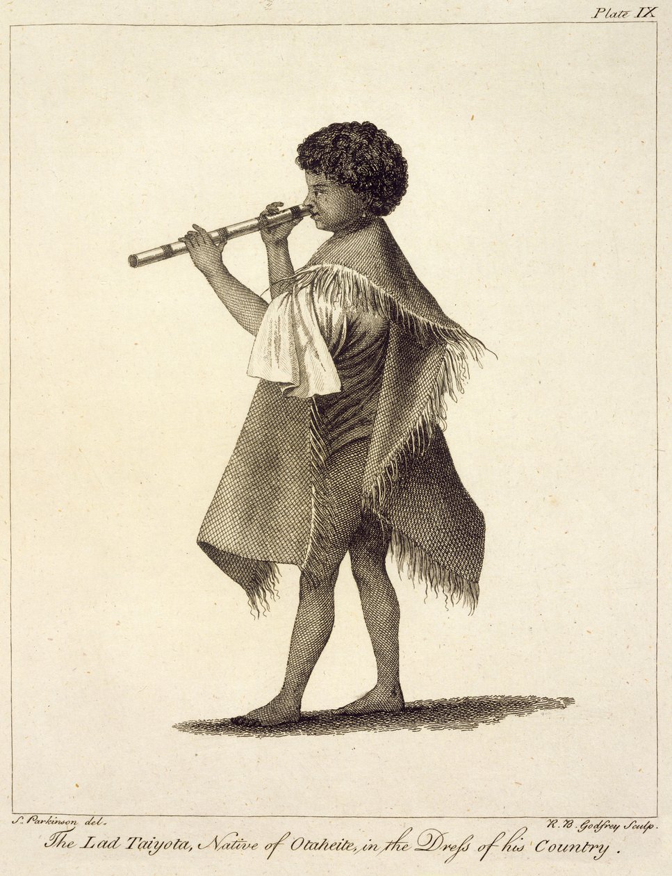 The Lad Taiyota, Native of Otaheite, in the Dress of His Country, Engraved by R.B. Godfrey, Plate 9 from 