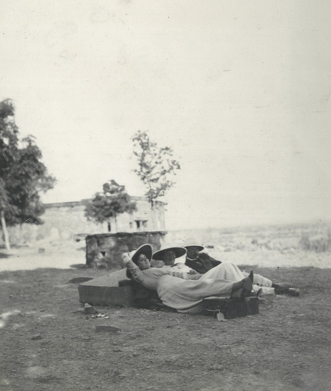 Lilah Wingfield, Judy Smith and Major Gosling Resting After a Day Sight-Seeing at Fatehpur Sikri, January 1912 by Sylvia Brooke