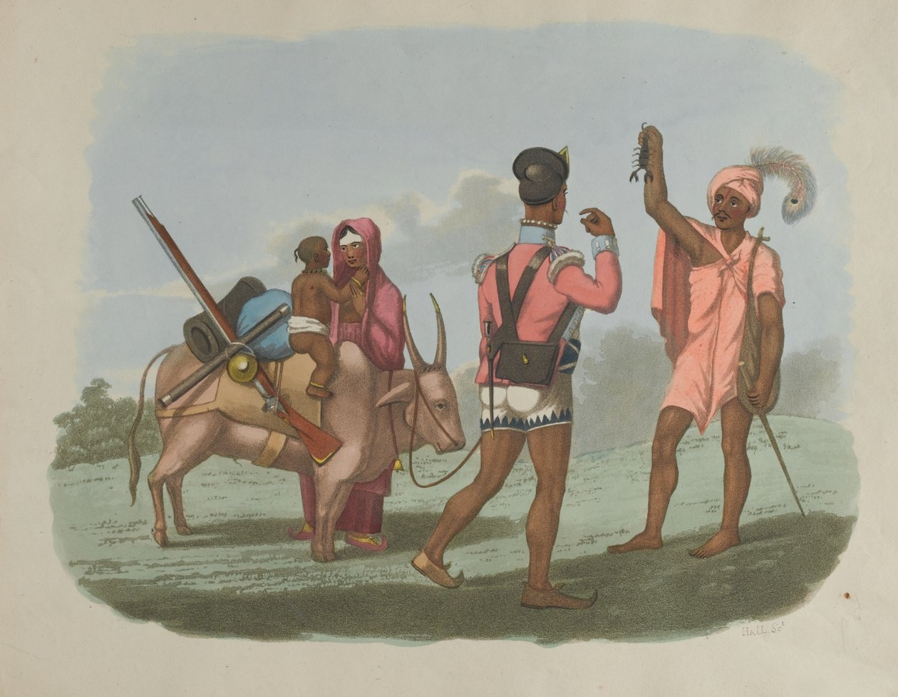 A Bengal Sepoy and His Family Meeting One of the Byraggee Caste, 1799