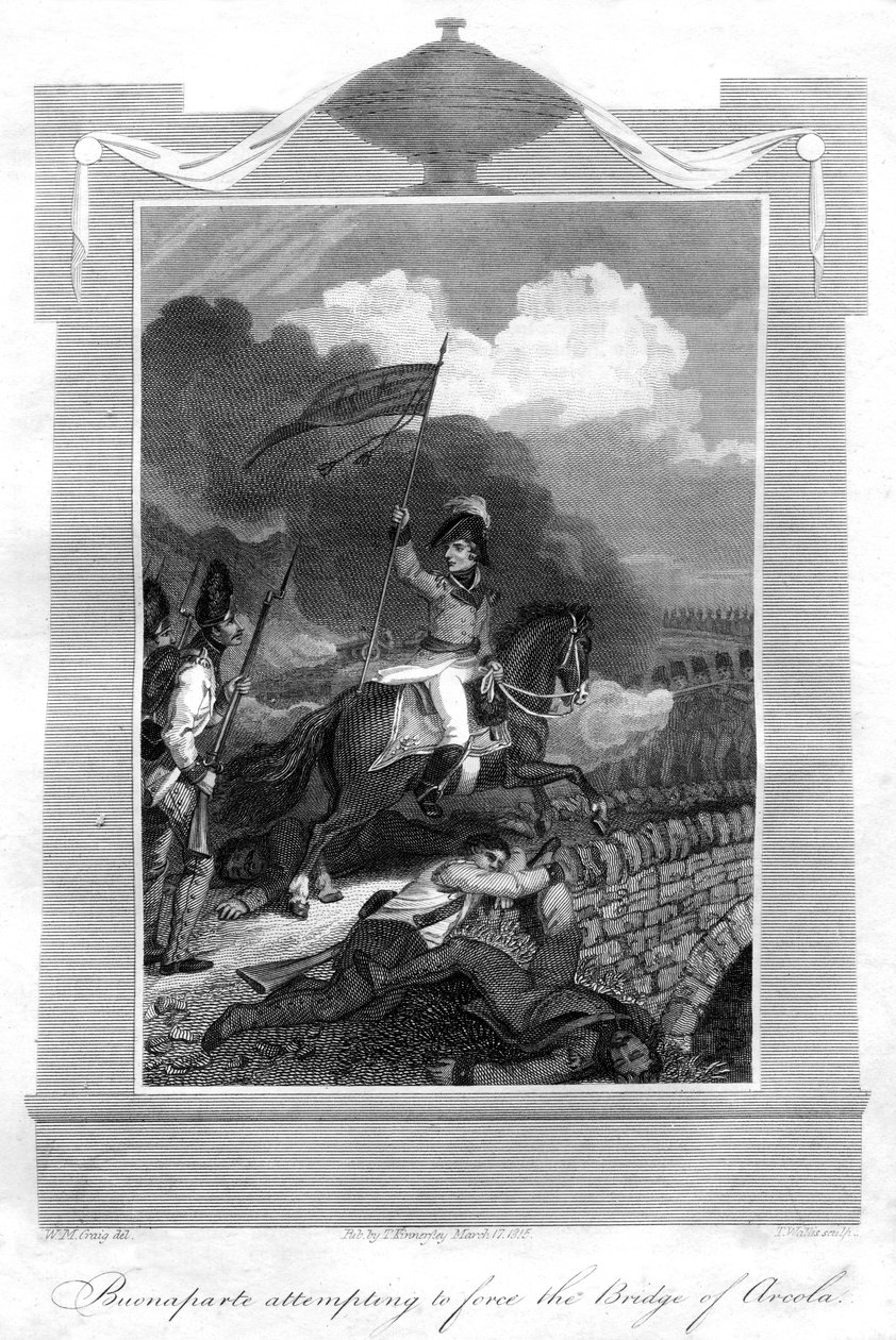 Napoleon Bonaparte attempting to force the bridge of Arcola, 1816 by T. Wallis