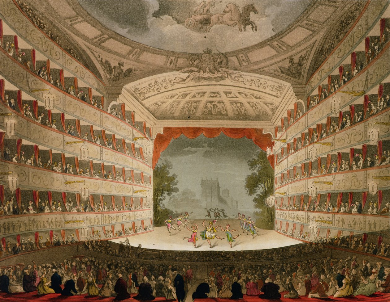 Kings Theatre Opera House, engraved by J. Bluck, pub. by Ackermann