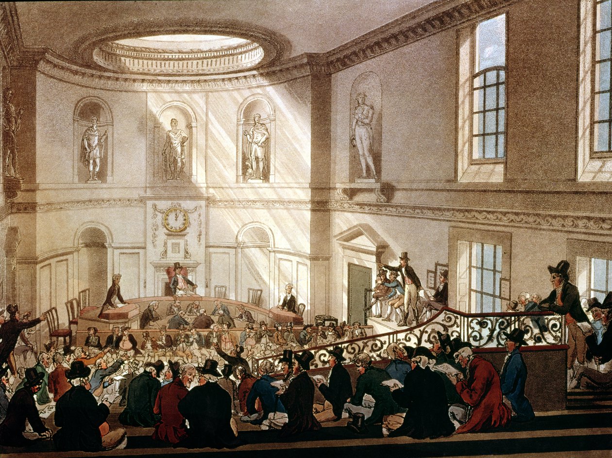 India House, The Sale Room, from Ackermann's Microcosm of London ...
