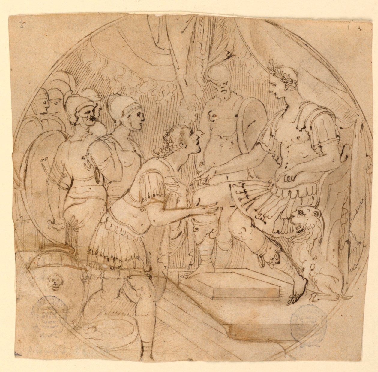 Design for a Plate or a Tondo: Soldiers Supplicant before a Roman General by Taddeo Zuccaro