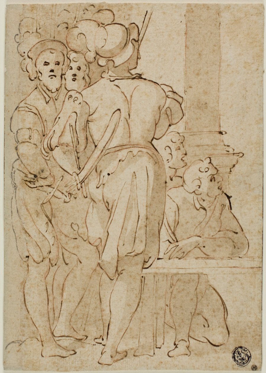 Standing Soldiers and Kneeling Figures by Taddeo Zuccaro