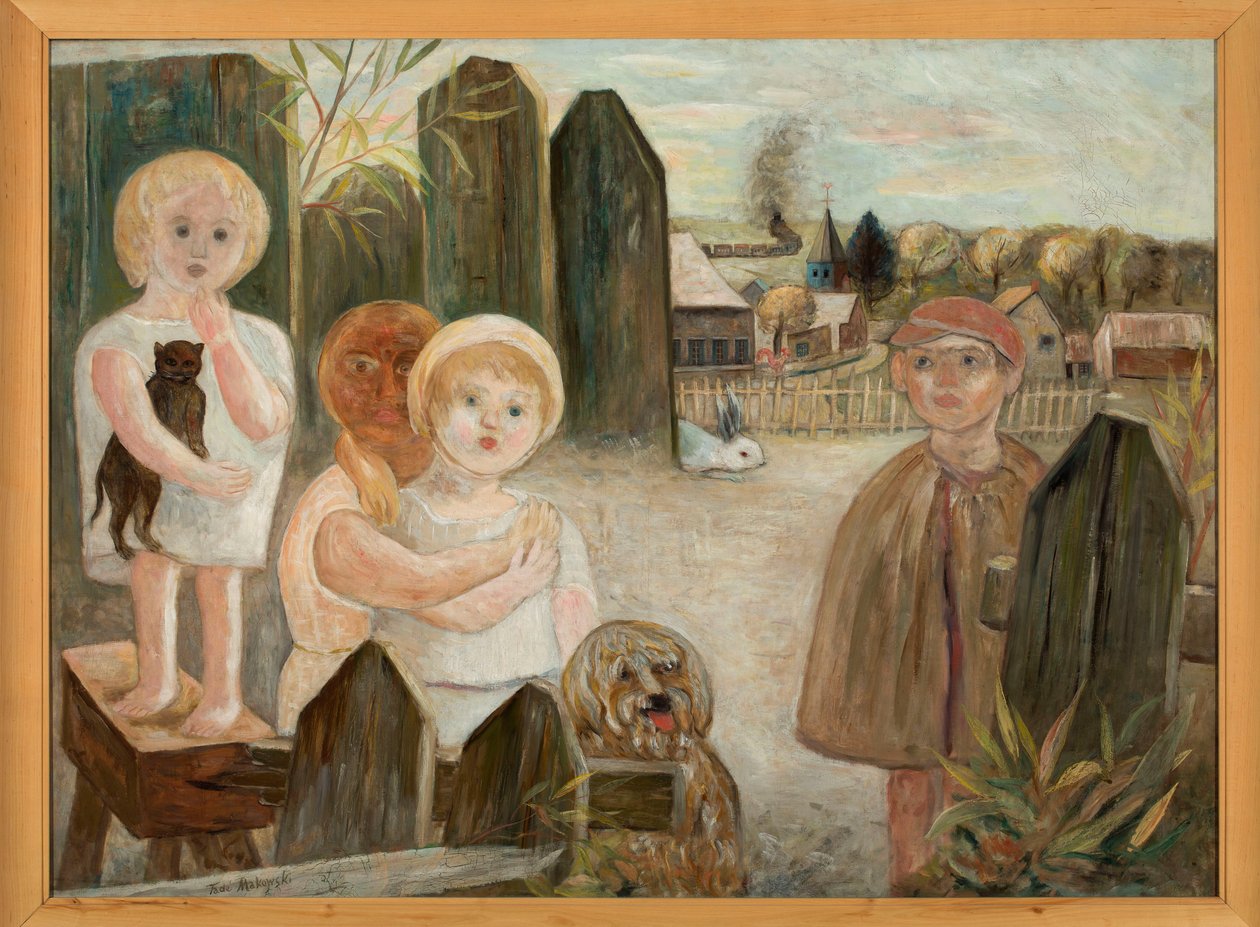 Children in a Rural Yard by Tadeusz Makowski