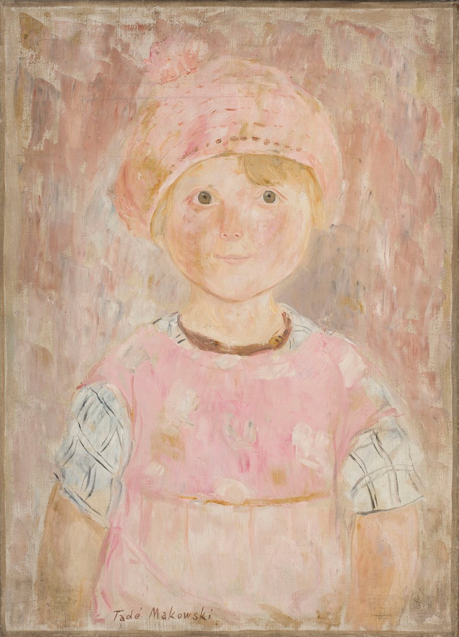 Girl in a Pink Dress and Hat by Tadeusz Makowski