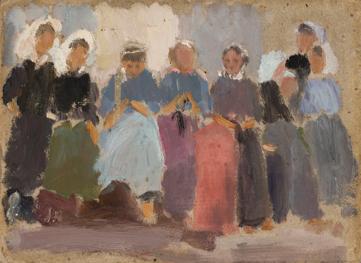 Women Knitting - Sketch by Tadeusz Makowski