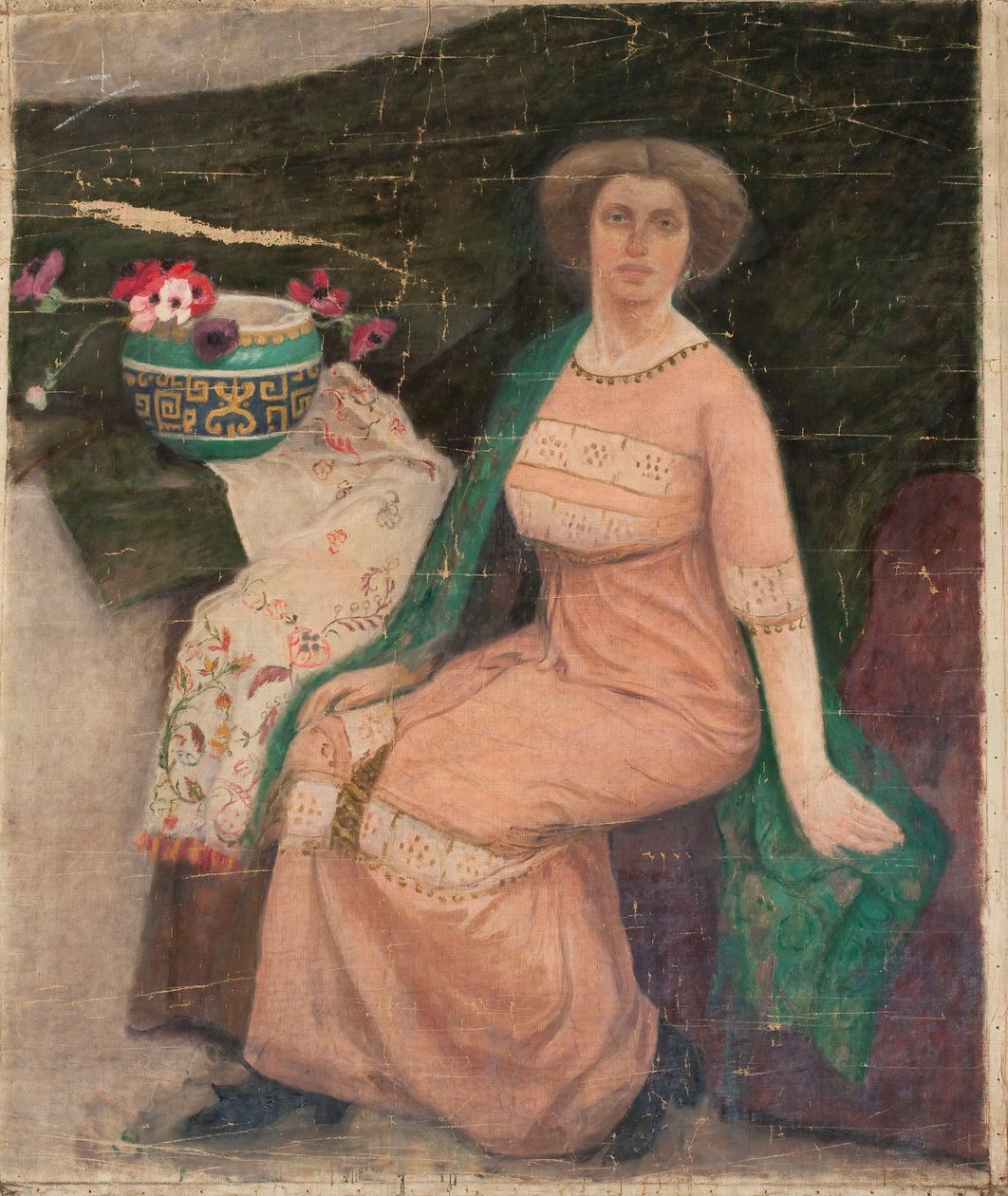 Portrait of a Lady in a Pink Dress (Wanda Popławska) by Tadeusz Makowski