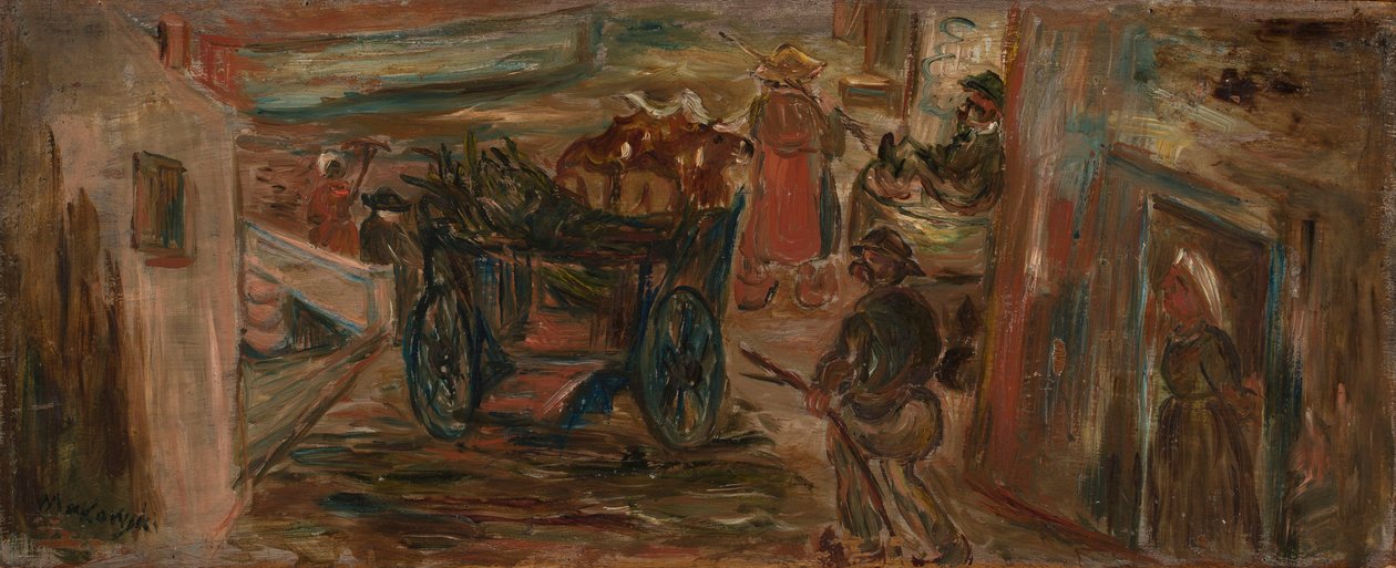 Genre Scene with a Cart by Tadeusz Makowski