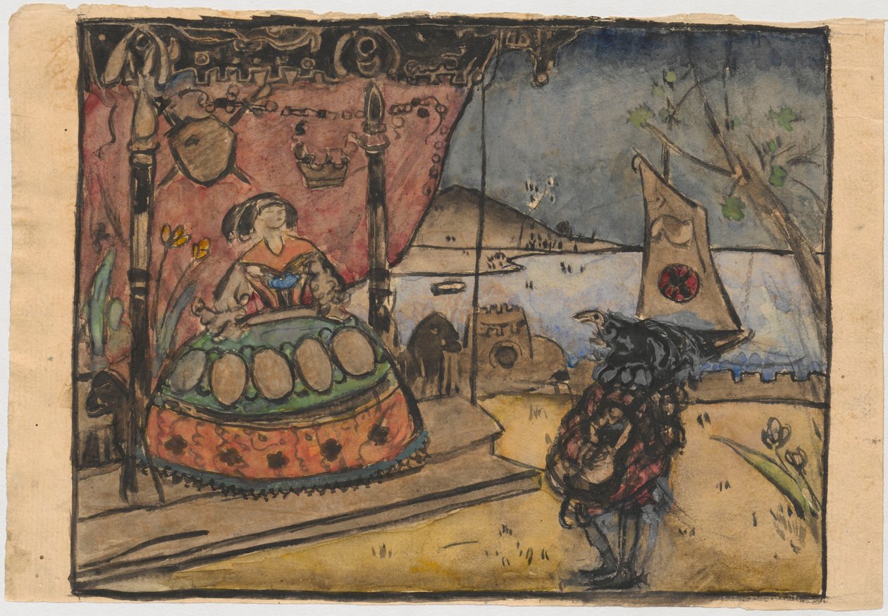 Serenade - Sketch for Woodcut by Tadeusz Makowski