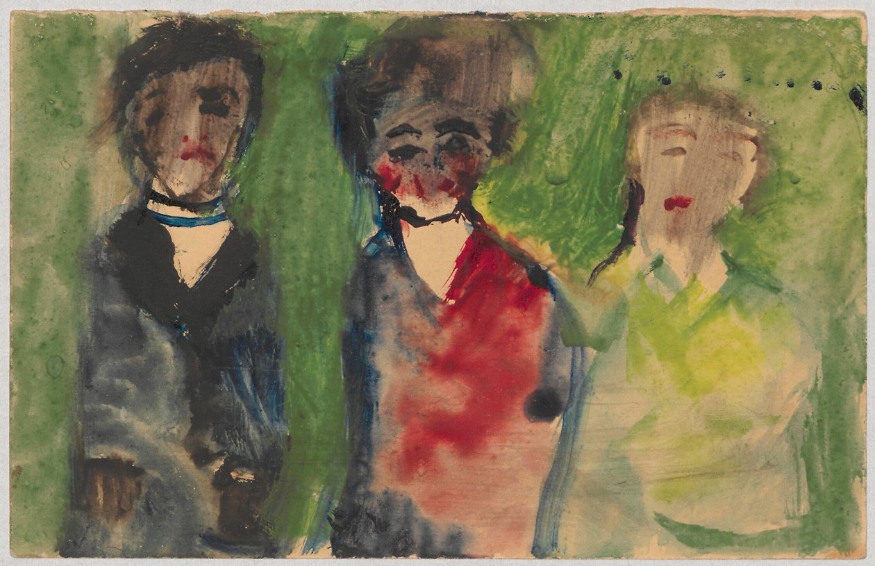 Three Female Figures in Evening Dresses by Tadeusz Makowski