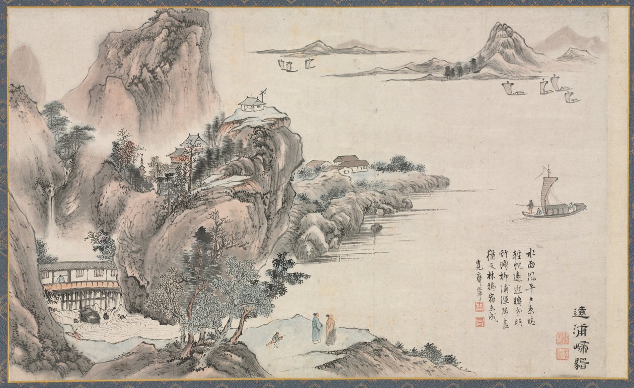 One of Eight Views of Xiao and Xiang Rivers by Tani Buncho