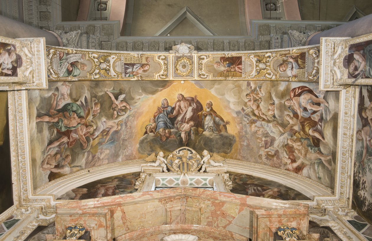 Christ in Glory with Saint Gaudentius and in the arch Zechariah, Moses and King David by Tanzio da Varallo
