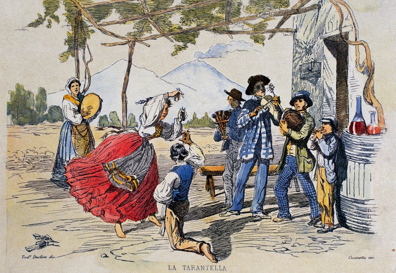 Neapolitan Tarantella, Engraving from Drawing by Teodoro Duclere by Teodoro Duclere