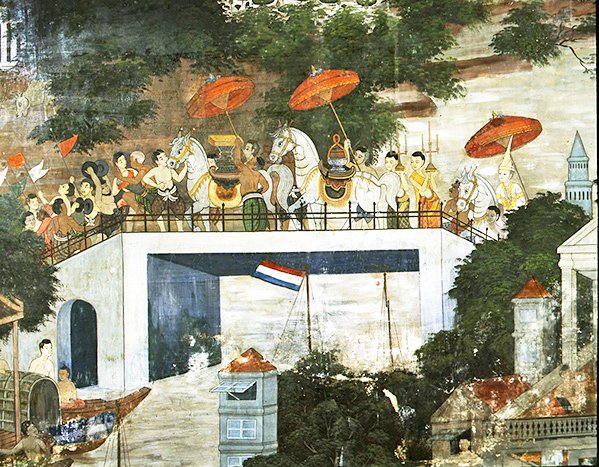 Monk taken to the monastery after his consecration by Thai School