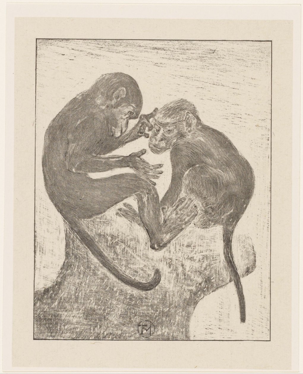 Two Flea-Picking Monkeys by Theo van Hoytema (signed by artist)