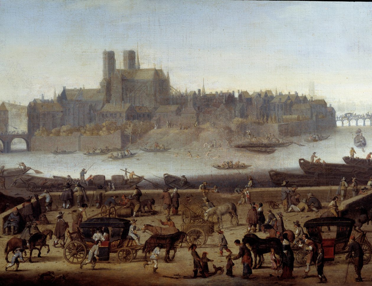 The quay and the bridge of La Tournelle in Paris (detail) by Theodor (attr. to) Matham