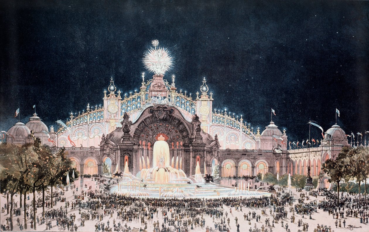 Universal Exhibition, View of the Palace of the Electricity and Water Castle, Paris by Theodor Josef Hubert Hoffbauer
