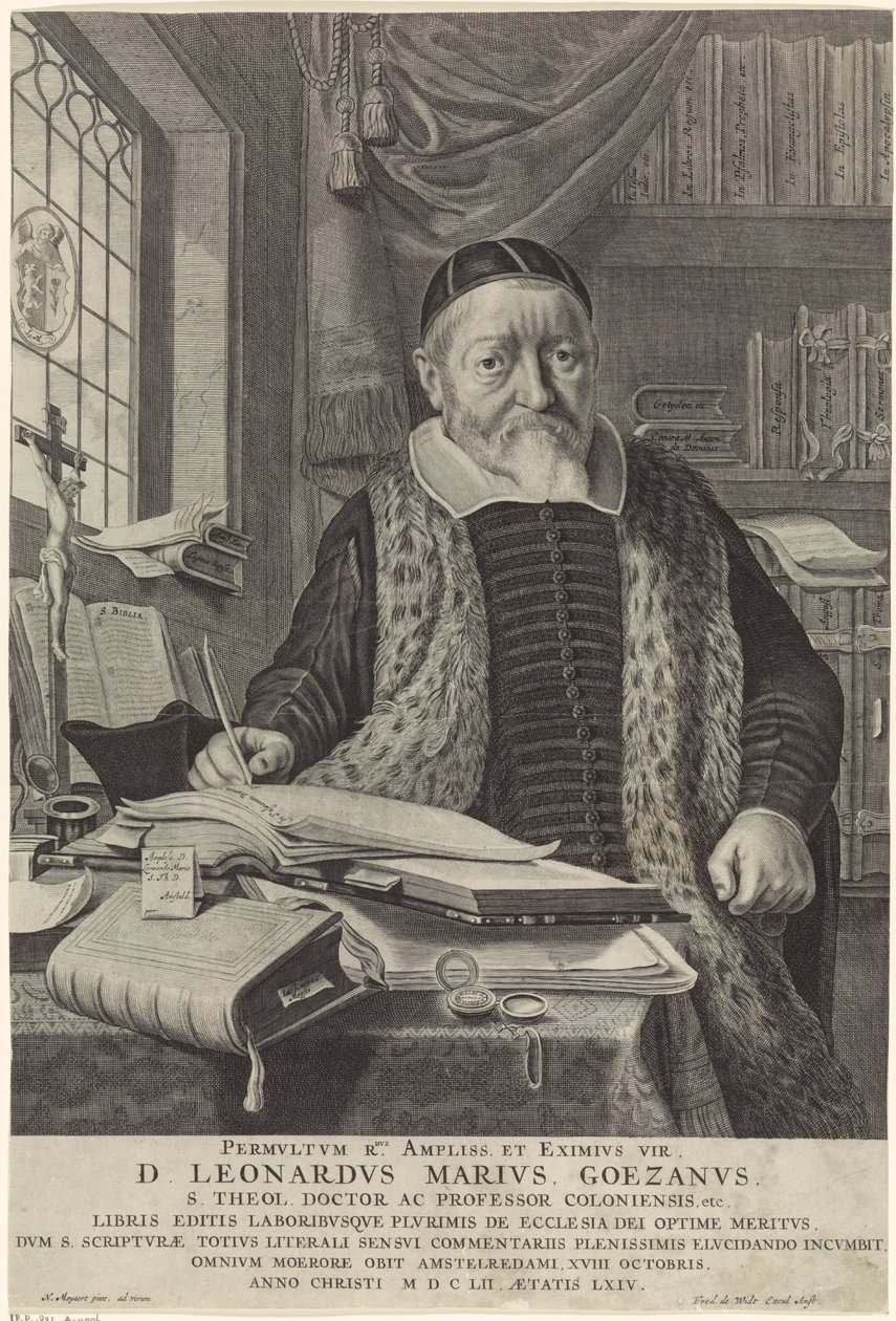 Portrait of Leonard Marius van der Goes in a Study Room by Theodor Matham