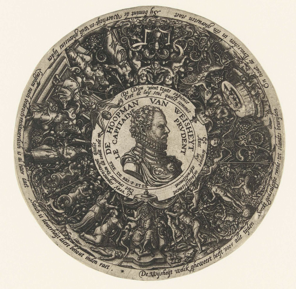 Medallion with Bust of the Captain of Wisdom, Theodor de Bry, ca. 1577 - ca. 1578 by Theodor de Bry