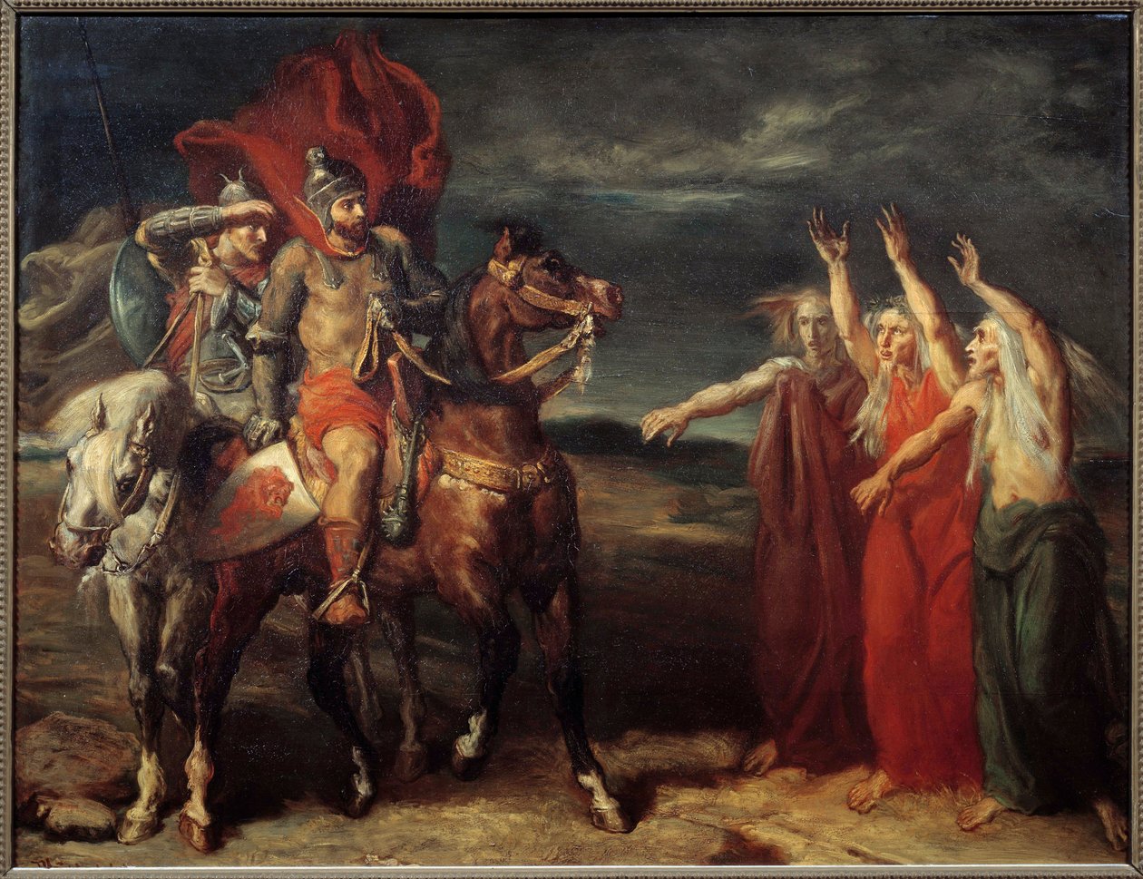 Macbeth and the Three Witches (Illustration of Scene 3 of Act I of ...