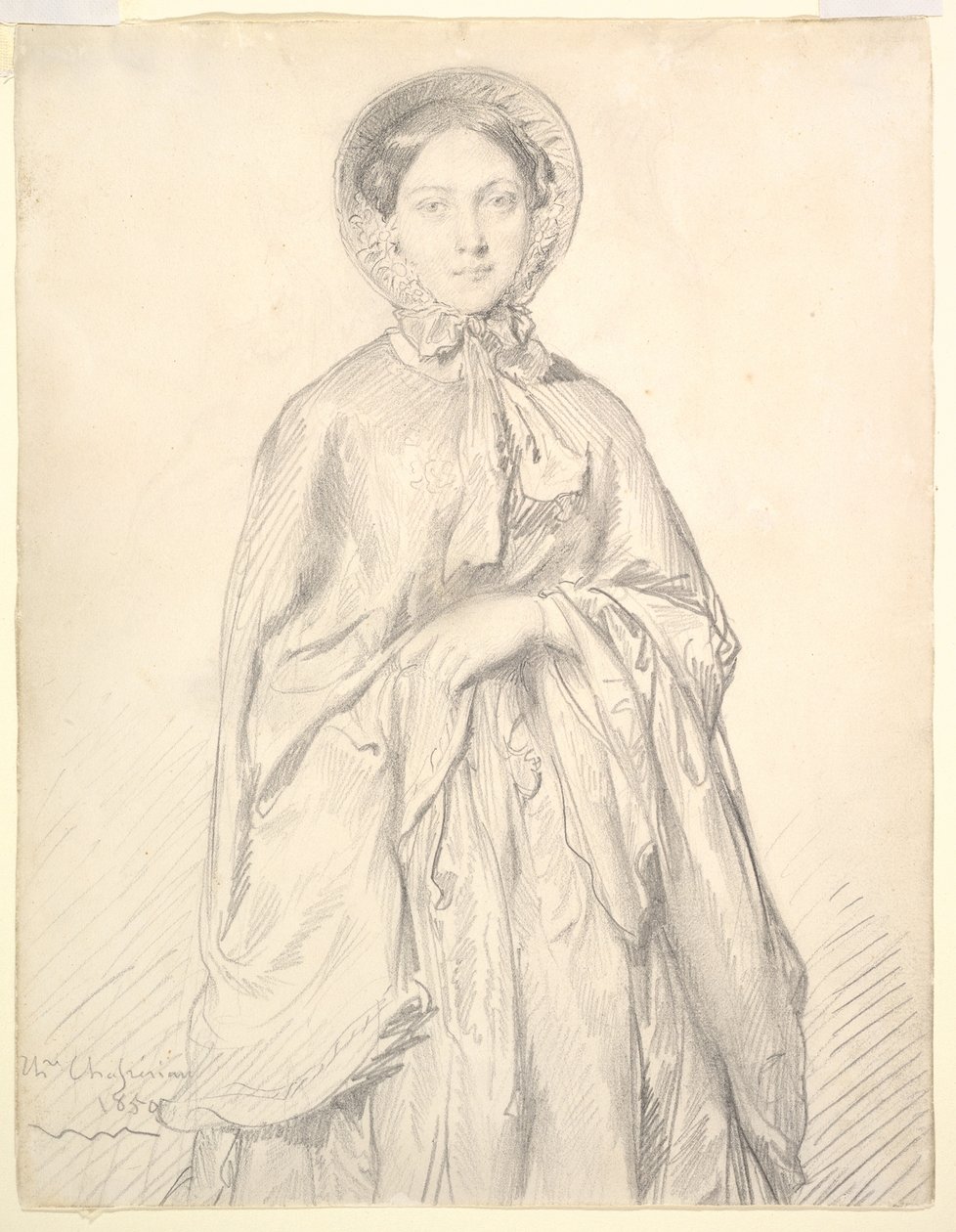 Portrait of a Young Woman Wearing a Cloak and Bonnet by Théodore Chassériau