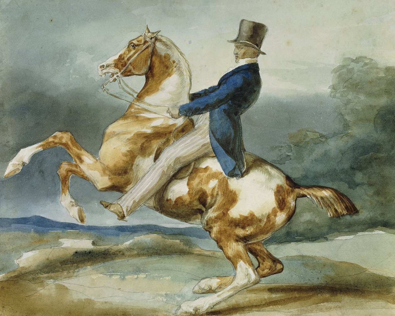 A Rider and His Rearing Horse by Theodore Gericault