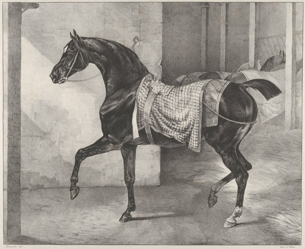 Black Horse Tethered in a Stable by Theodore Gericault
