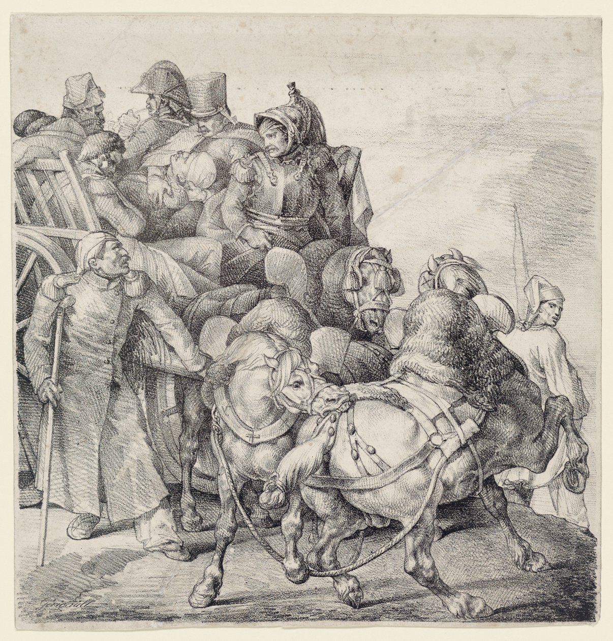A Wagon Full of Wounded Soldiers by Theodore Gericault