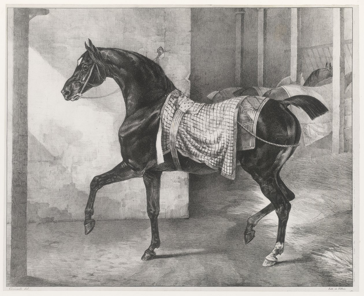 A Black Horse Tethered in a Stable by Theodore Gericault