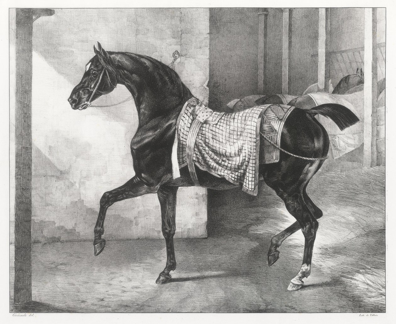 A Black Horse Tethered in a Stable by Theodore Gericault