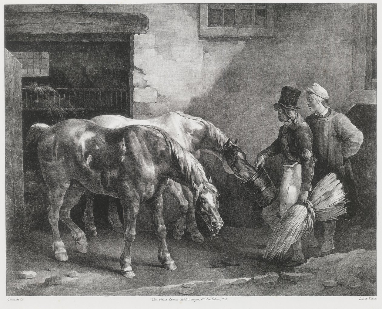 Two Post-Horses at a Stable Door by Theodore Gericault